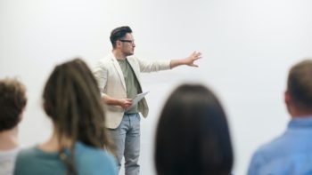 man with advanced English proficiency levels